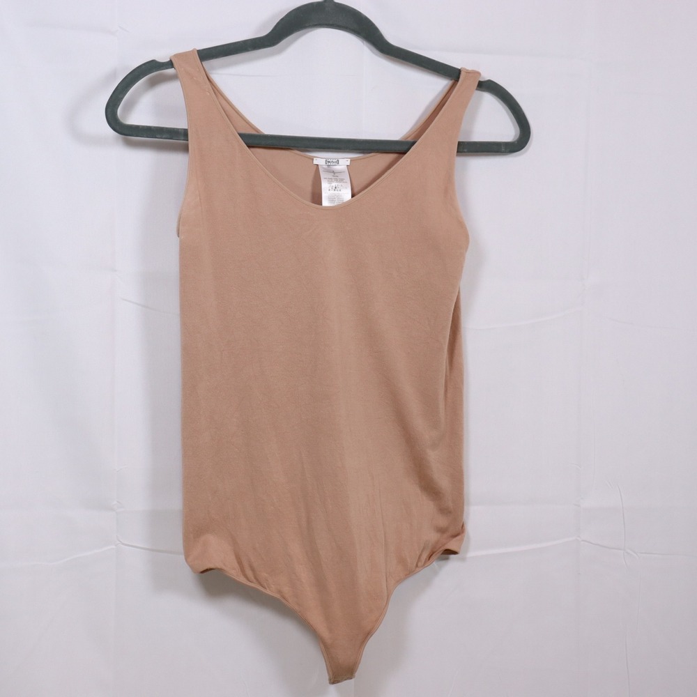 Wolford Bodysuit S Tan Womens‎ Sleeveless Modal Blend Thong Base Layer